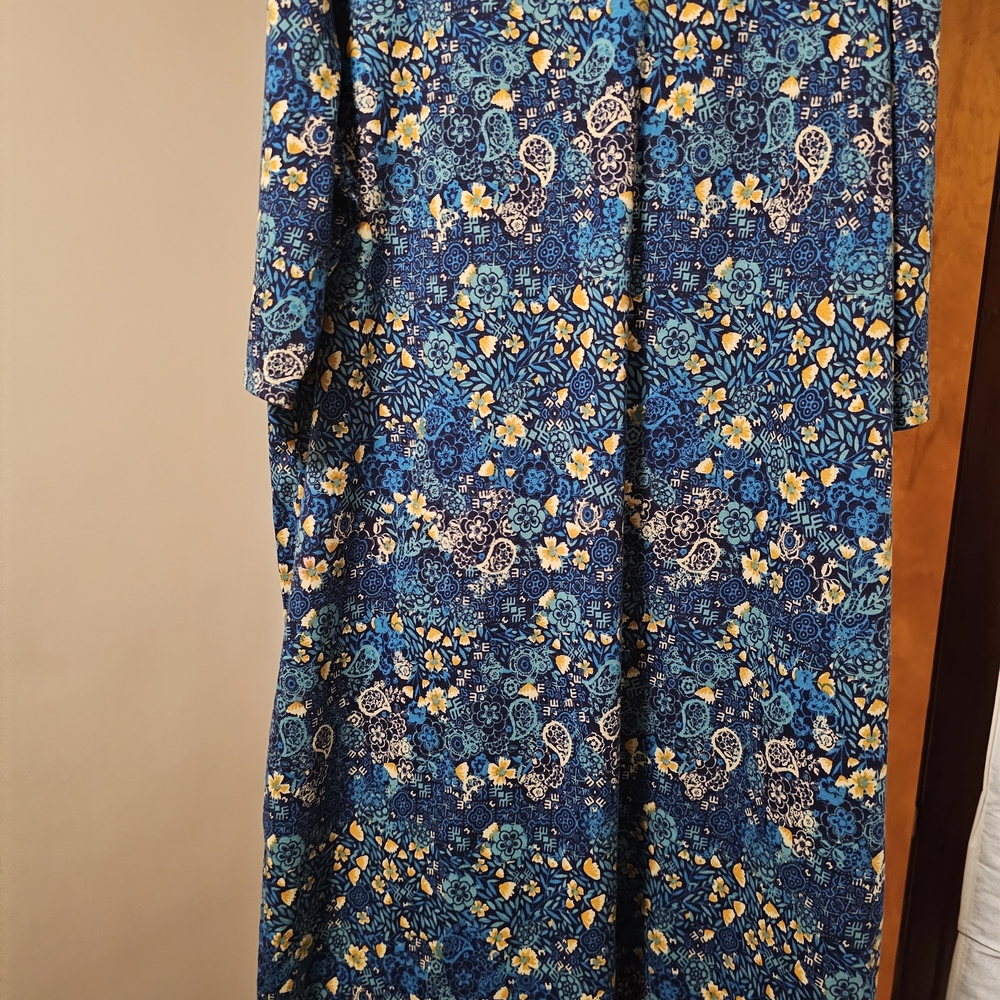 LuLaRoe Blue Floral & Paisley Long Sleeve Dress